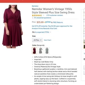 Nemidor womans vintage 1950s style dress